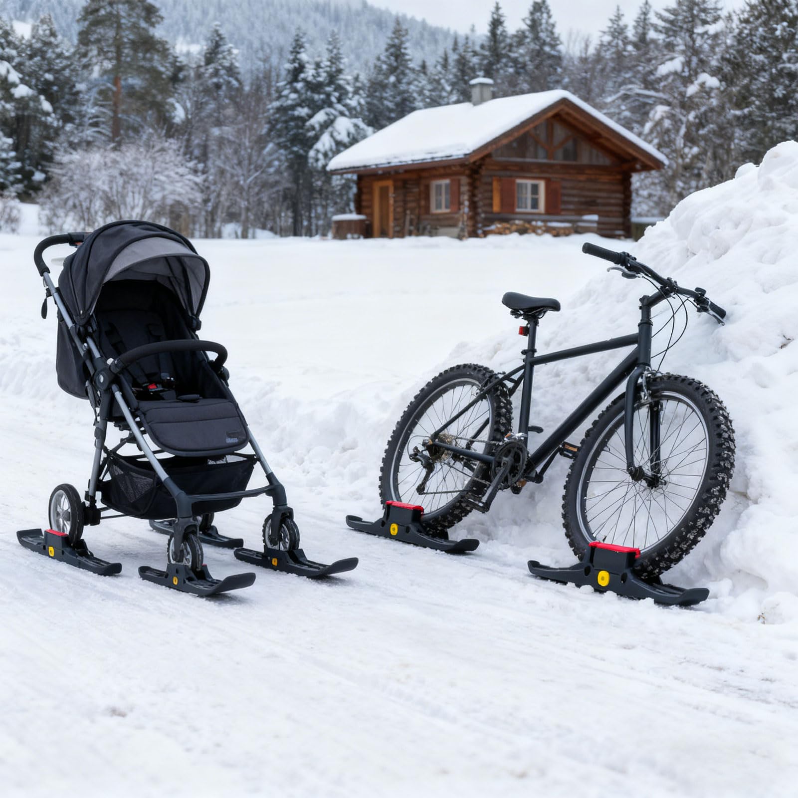 Adattatore per passeggini da 58 mm | Adattatore da sci per sedia a rotelle, 1,4 kg, costruzione leggera, attività invernale sicura, configurazioni, durata