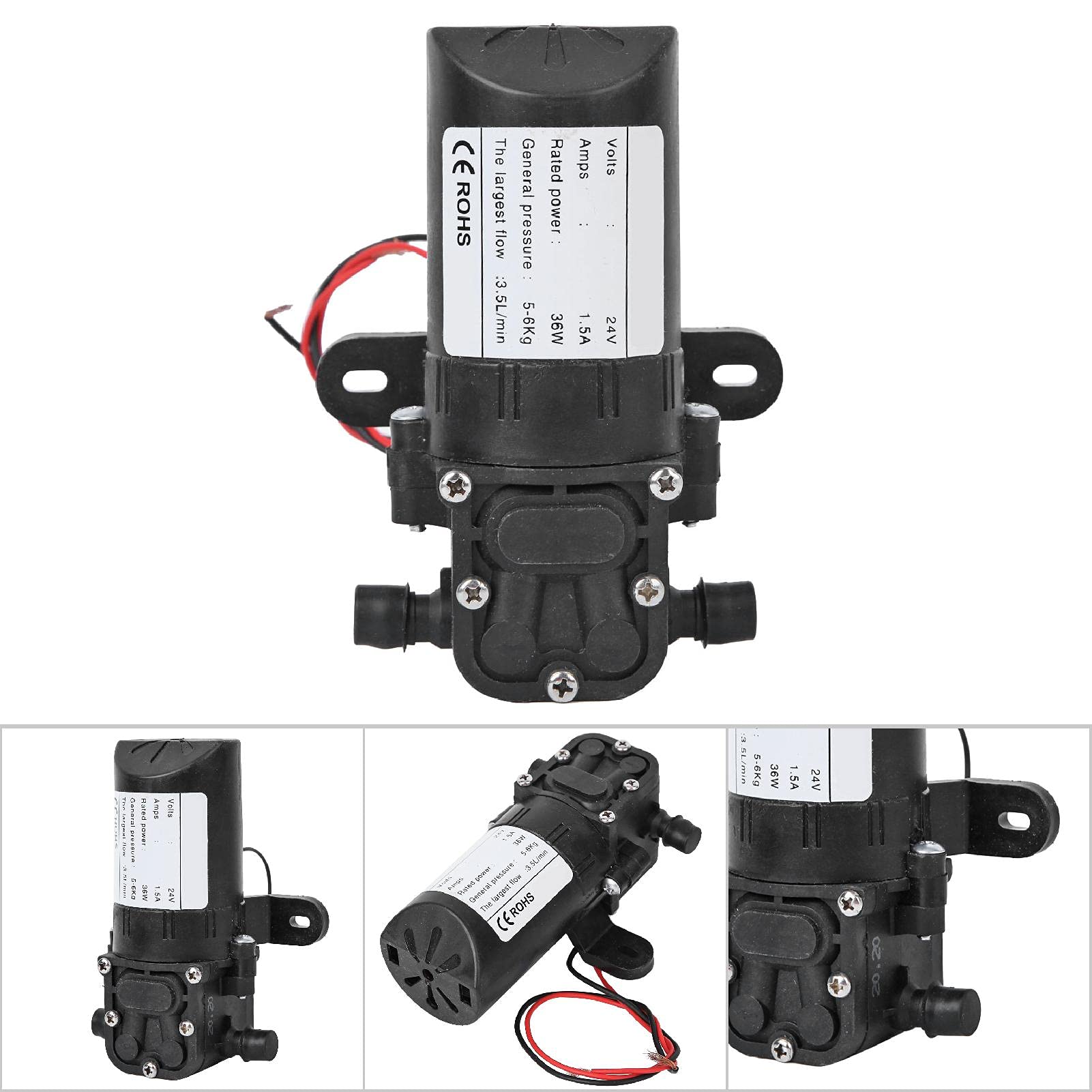 Micro Pompe à Membrane D'amorçage, DC 24V 3.5L/min Pompe à Eau Haute Pression de Moteur à Courant Continu, Mini Pompe à Eau Interrupteur Automatique à Moteur à Air Sous Vide pour Aquarium (DC24V)