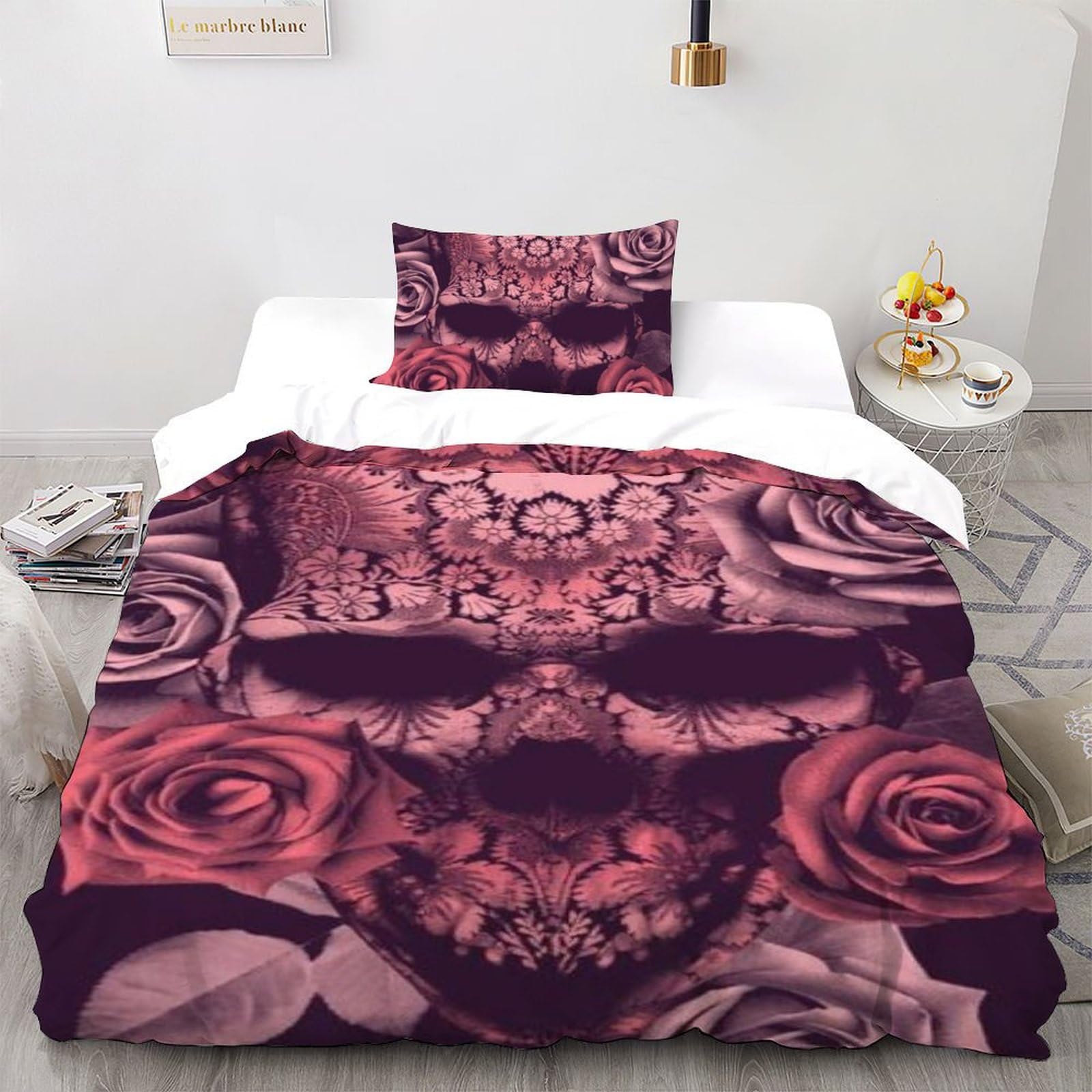 Housse de couette crâne 135x200cm pour relooker la chambre d'un ado avec style rock