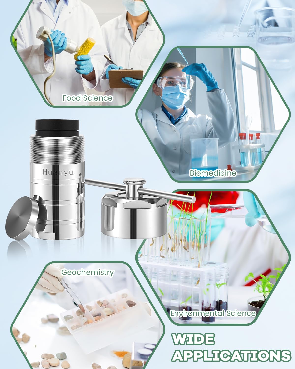 Huanyu Reactor autoclave de síntesis hidrotermal 250 ℃ 4MPa con recipiente forrado de PPL para laboratorio (50ml)