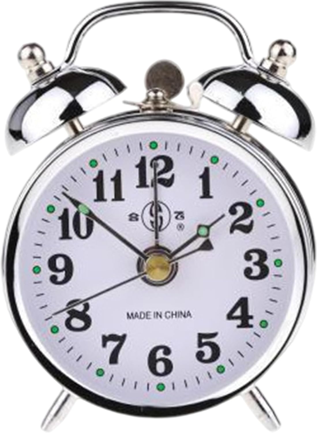 Wind Up Alarm Clock, 3.94x1.97x5.51in Silver Fashion Small Metal Manual Vintage Wind Up Alarm Clock No Batteries for Home Office image 5