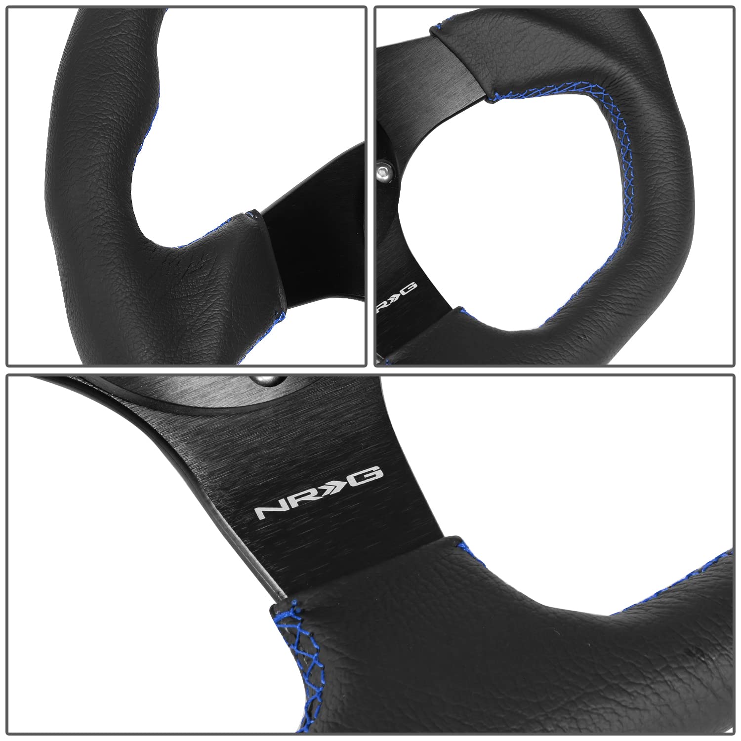 NRG Innovations RST-024-MB-R-Y 320mm 3-Spoke Flat Bottom Suede Steering Wheel With Horn Button - Black/Yellow Stripe