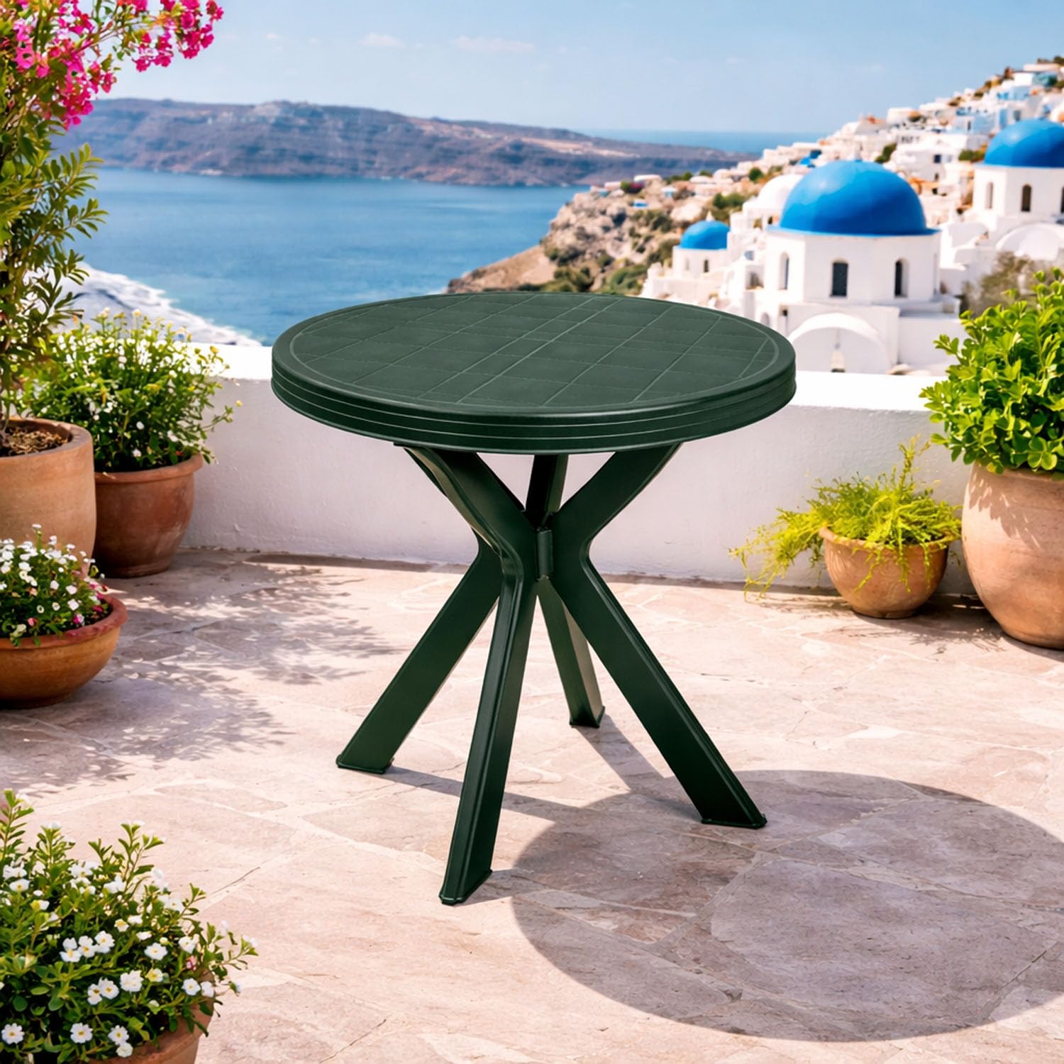 Mojawo Bistrotisch Kunststoff Ø70xH72cm Don Grün rund Balkontisch Gartentisch Terrassentisch Wetterfest