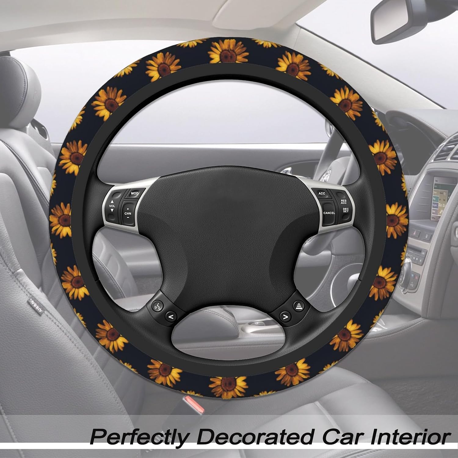 Yellow Sunflowers Steering Wheel Cover for Women image 2
