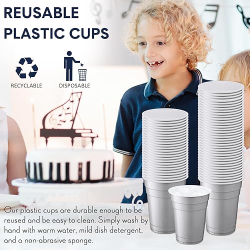 Miniatura 5 de Dandat 200 vasos desechables de plástico de 18 onzas a granel a granel grandes vasos para bebidas fríascalientes, recipientes desechables para