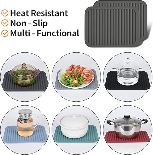 Miniatura 5 de Smithcraft Salvamanteles de silicona para platos calientes, ollas y sartenes, almohadillas calientes para cocina, soportes grandes de silicona para