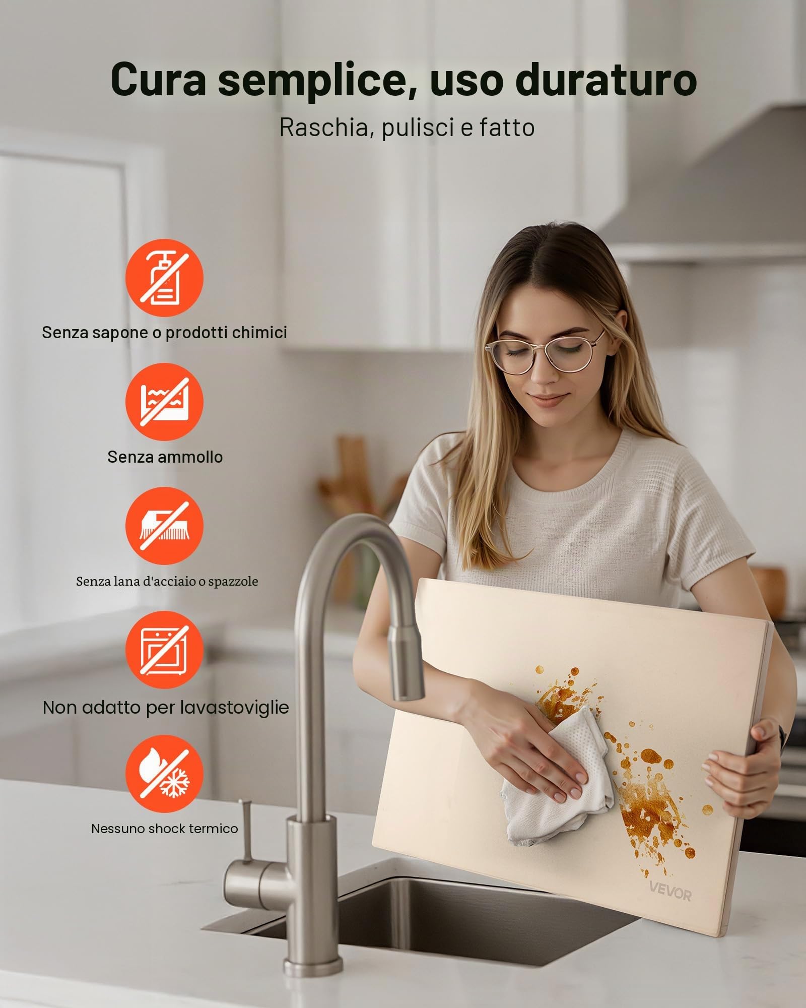 VEVOR Pietra per Pizza, Pietra da Forno per Pizza Rettangolare in Cordierite da 508 x 355 x 15 mm, con Pala in Alluminio, Cordierite Resistente al Calore, per Forno da Cucina, Cottura di Pane