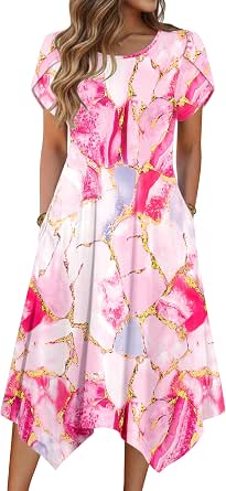 Zeagoo Women's Casual Summer Flare Midi Sundress with Pockets