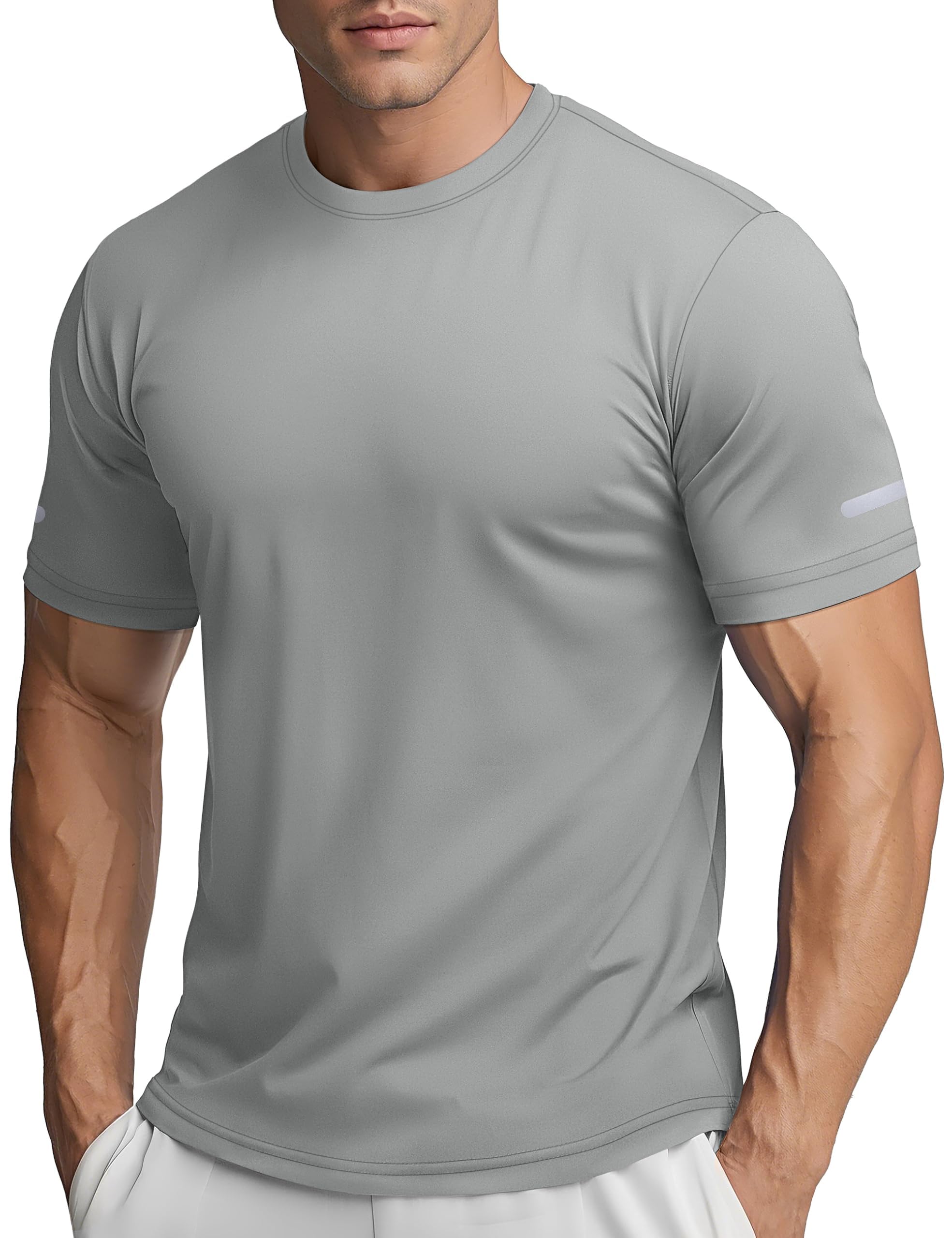 TACVASEN UV Shirt Herren Sportshirt Kurzarm UPF 50+ Sonnenschutz Atmungsaktive Funktionsshirt Laufshirts mit Reflektierender Streifen