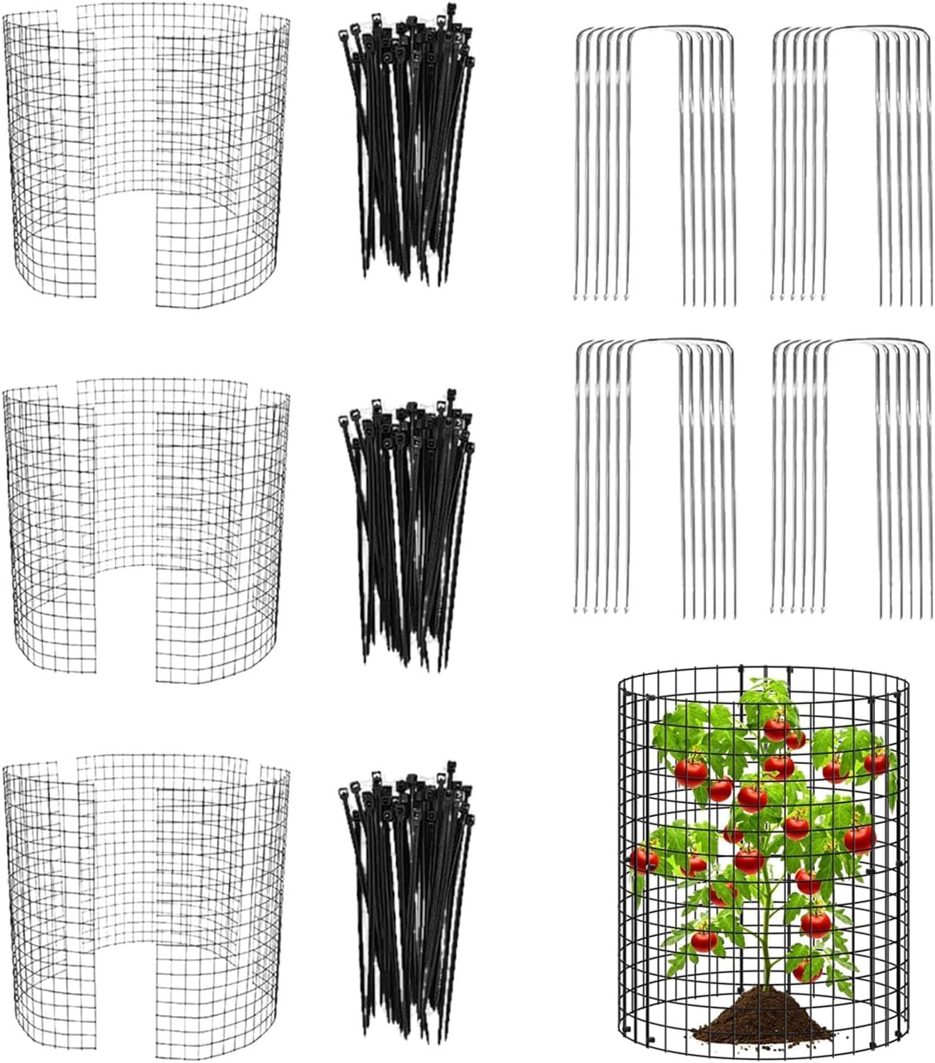 Plants Protector from Animals Rustproof 13.7inch Metal Mesh Plants Cages to Keep Animals Out Wire Garden Cloche Plant Protectors for Indoor Outdoor Garden (Black-3sets)