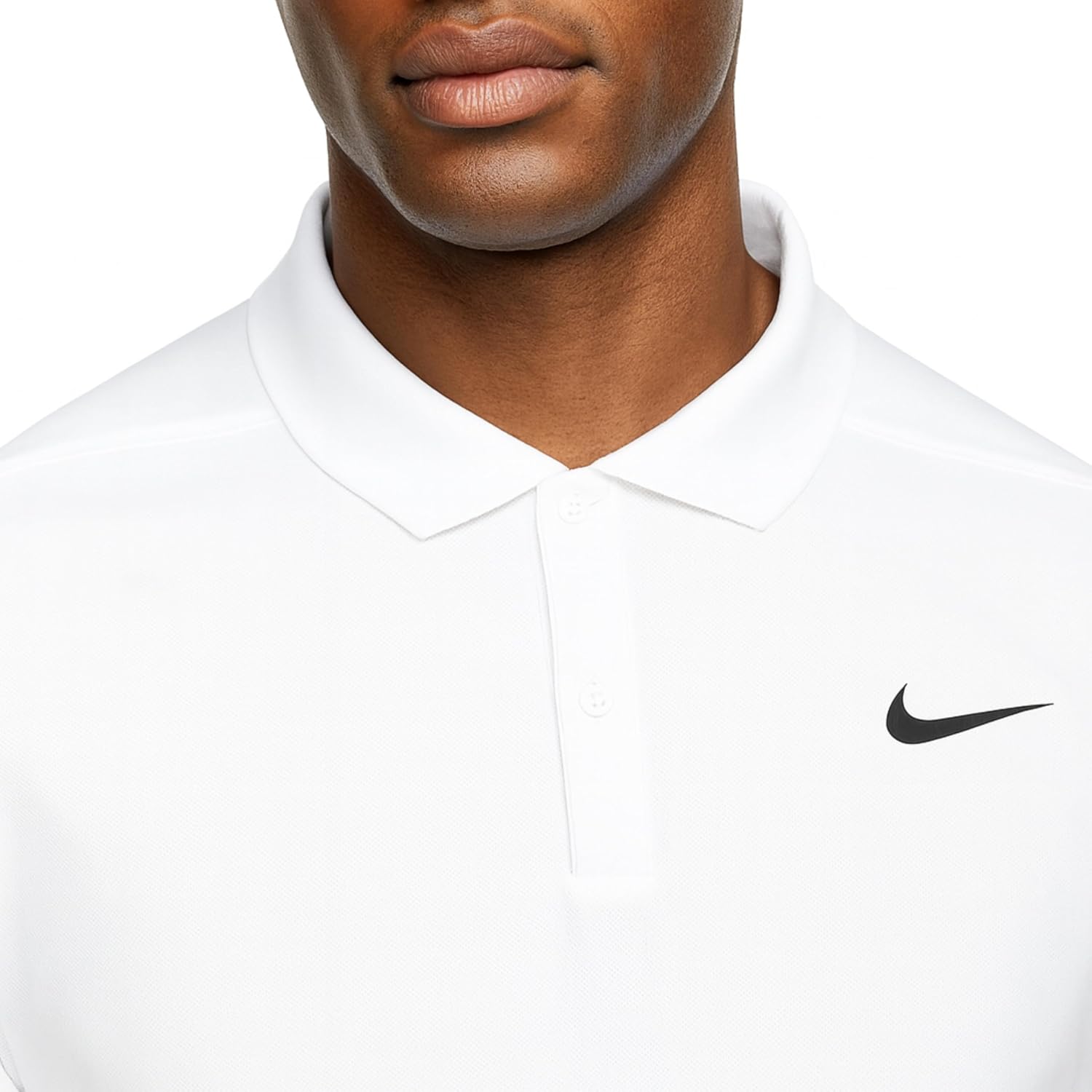 Nike Dri-FIT Men’s Victory Core Golf Polo – Solid & Stripe Styles, 4-Way Stretch, Moisture-Wicking Performance Shirt (White | Black, Large)