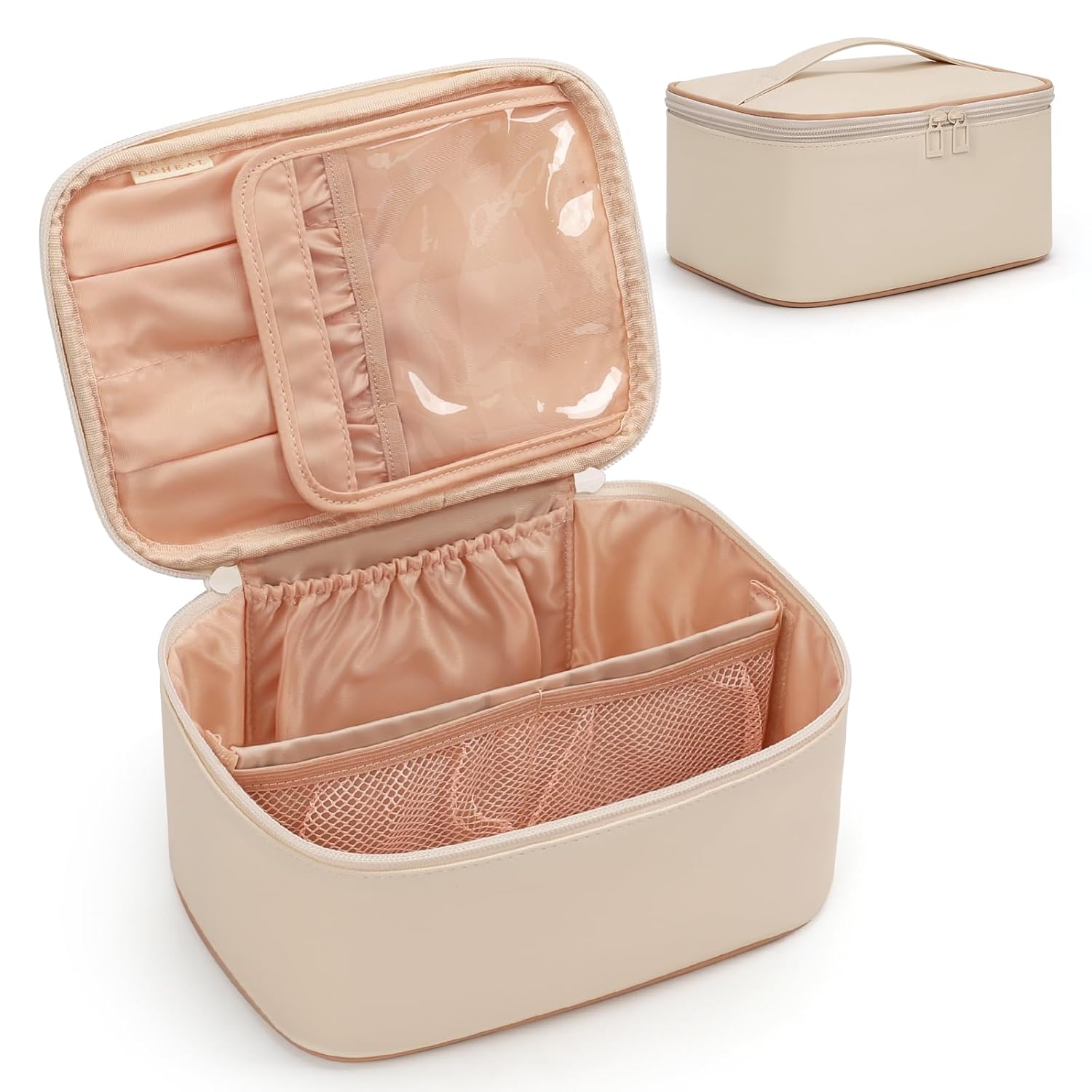 OCHEAL Beige Makeup Bag,Travel Makeup Organizer Bag,...
