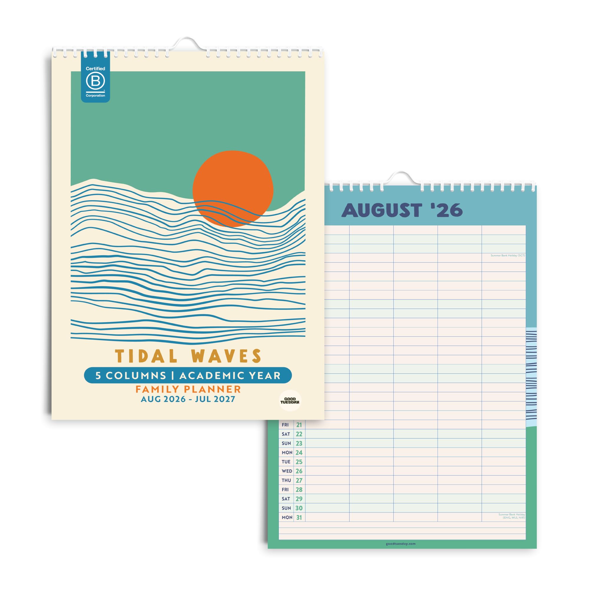 Good Tuesday - 2026-2027 Academic Family Planner, Tidal Waves, A3, Made in the UK