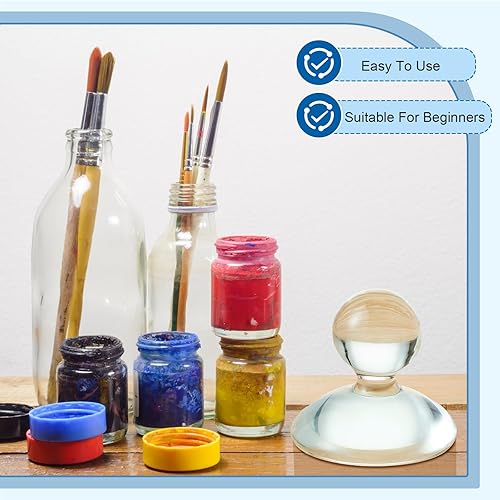 Miniatura 6 de Nuanchu Muller de vidrio para hacer pintura de 2.95 pulgadas, suministros de arte para artistas, aparato de molienda de mano para artistas,