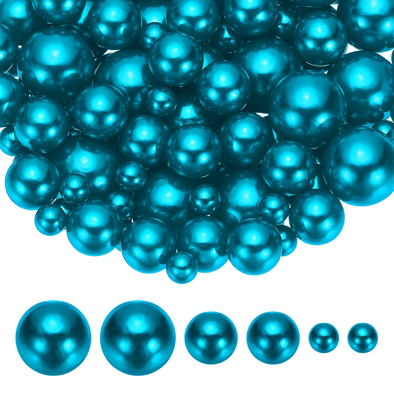 PATIKIL 8/14/20 mm Faux Pearls Beads, 150 Pcs No Hole Pearls Floating Beads for Vase Filler Centerpiece Decoration for Wedding Party Home Table Decor Floating Candle, Navy Blue