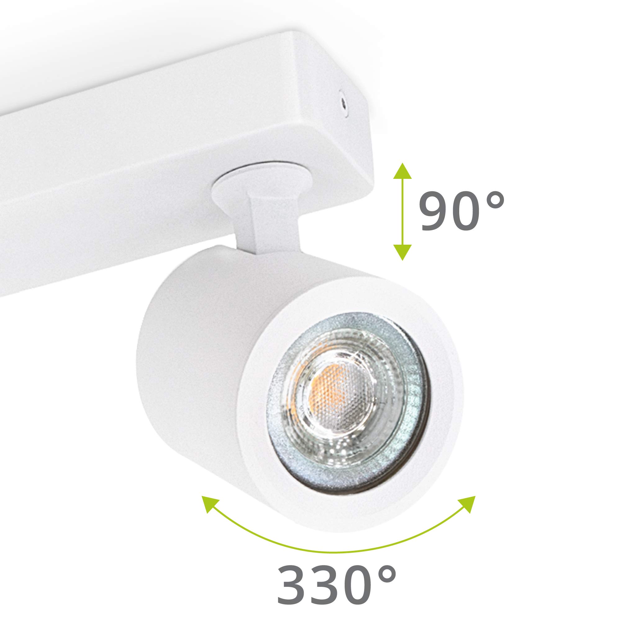 KYOTECH Deckenstrahler LED Weiß Deckenleuchte 2 Flammig 350°Schwenkbar GU10 Deckenlampe Mit 5W 400LM GU10 Spots, Modern Deckenspot Flurlampe Für Küche Wohnzimmer Schlafzimmer