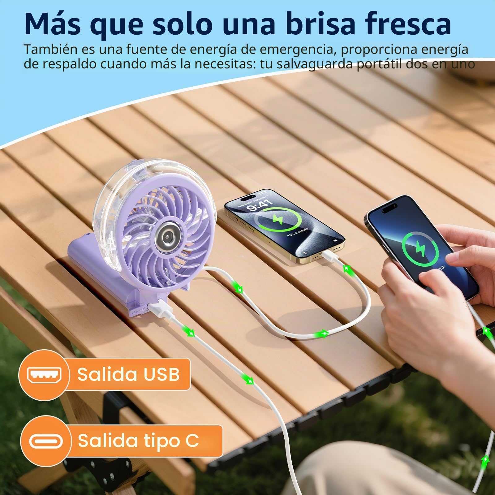 HandFan Ventilador de niebla de 5200 mAh (morado claro)