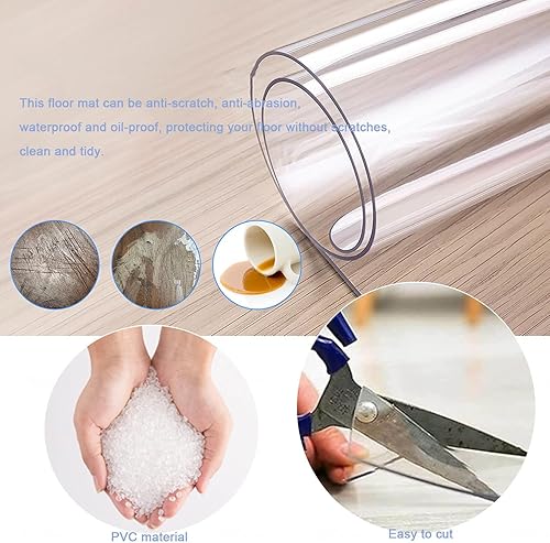 Miniatura 10 de Mantel de PVC transparente de 0.039 pulgadas de grosor, protector de mesa para comedor, oficina, tapete de plástico para escritorio, resistente al