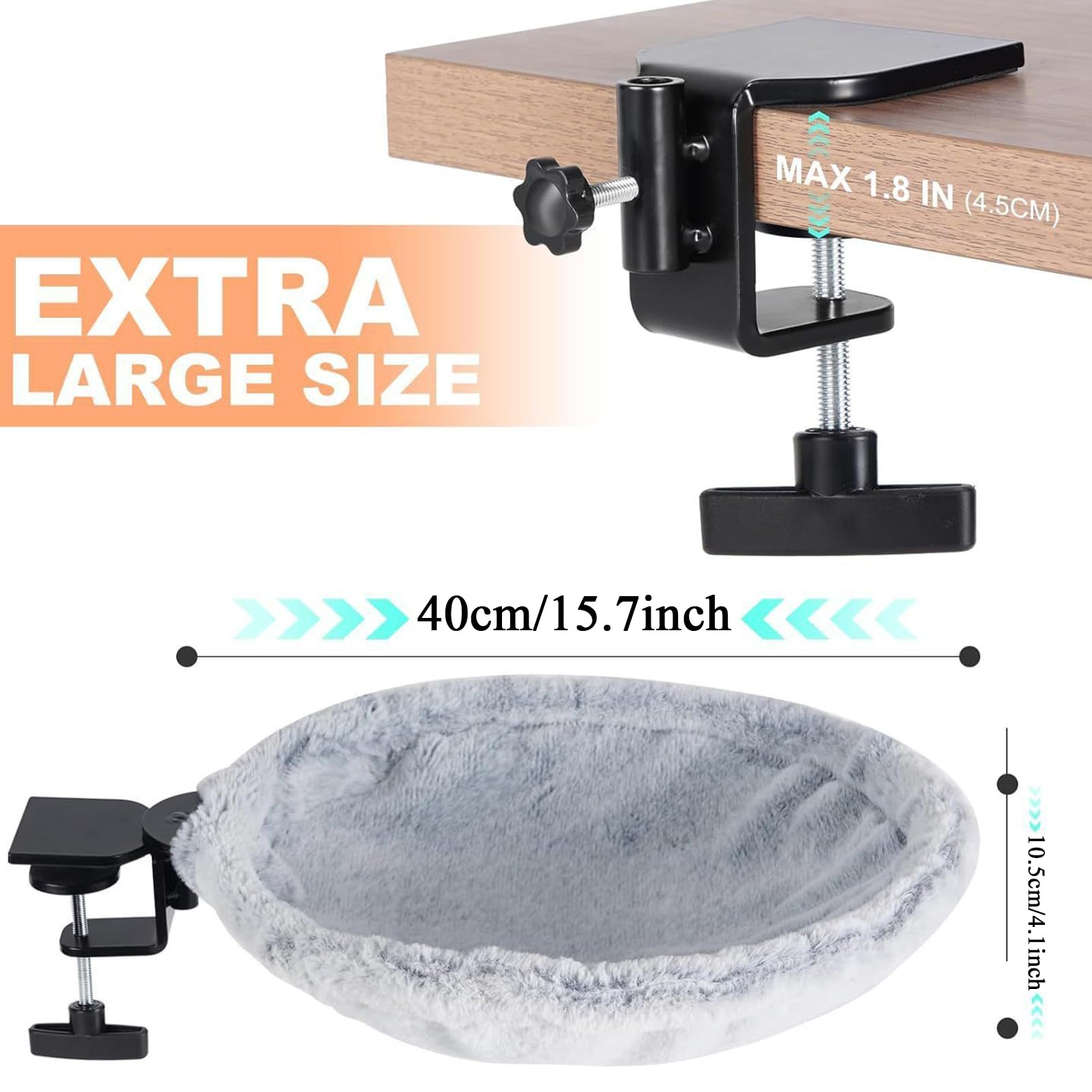 Cama de escritorio para gatos, cómoda hamaca para gatos, soporta hasta 23 kg, cama lavable para gatos, para interiores, espacio de trabajo, balcón, ventana, salón