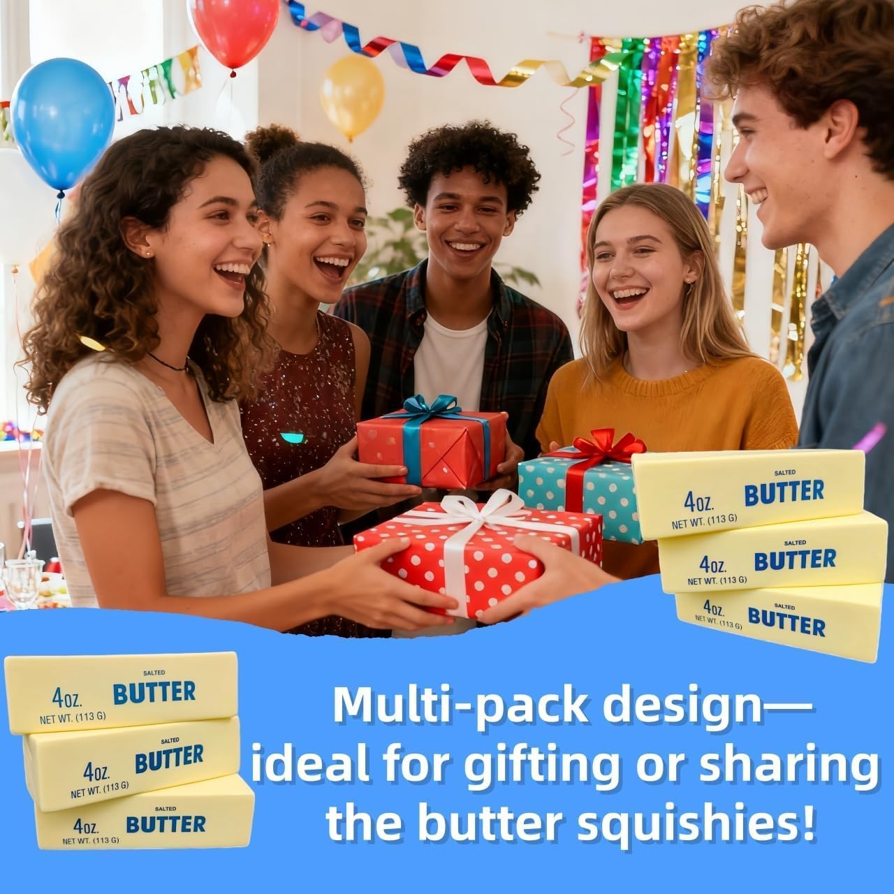 10 PCS Butter Squishys Toy, Super Soft Butter Stick Slow Rising Squishy, Realistic Food Squishies Fidget Toys for Decompression Anxiety Relaxation