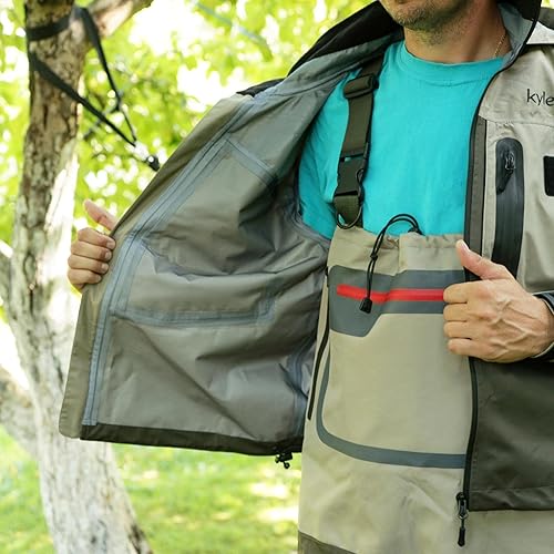 Miniatura 4 de Kylebooker Chaqueta de vadeo de pesca con mosca, actividades al aire libre, chaquetas impermeables para hombres y mujeres