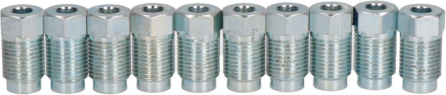 AB Tools Steel Male Brake Pipe Union Fittings 7/16" x 24 UNF for 3/16" Brake Pipe 10pc