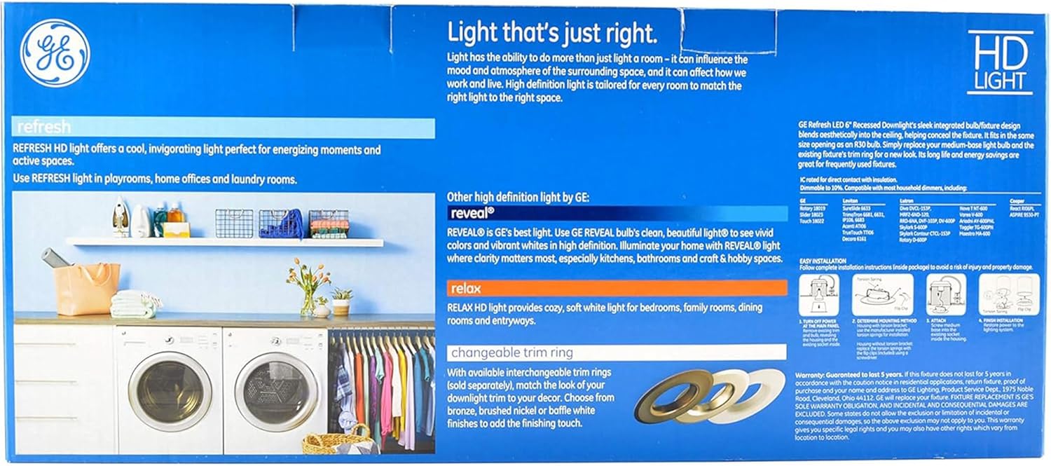 G E LIGHTING 47769 3-Pack 9W Daylight retrofit kit, 3 Count (Pack of 1), White