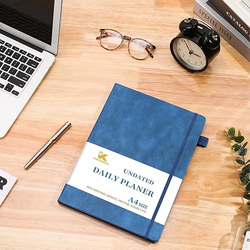 Miniatura 6 de Agenda diaria sin fecha, agenda sin fecha con horarios por hora, artículos de acción y seguimiento, cuaderno organizador diario A4 para aumentar la