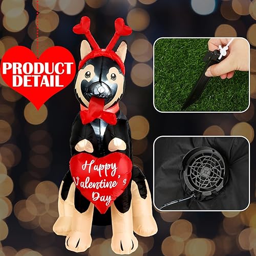 Miniatura 3 de Glimin Inflables de Navidad de 5 pies con luz LED para perro francés con sombrero inflable para decoración de perro integrado para fiestas de