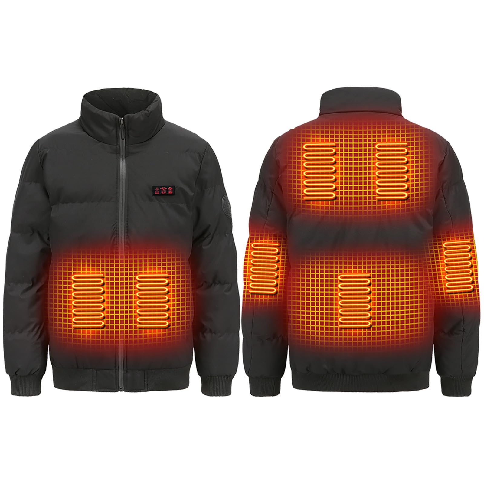 Abrigo Calefactable Hombre Abrigo con Capucha con Calefacción, Chaqueta con Calefacción for Hombres y Mujeres Ropa de Plumón Calefactor de Invierno, Caza y Esquí Chaleco 7 Zonas de Calentamiento