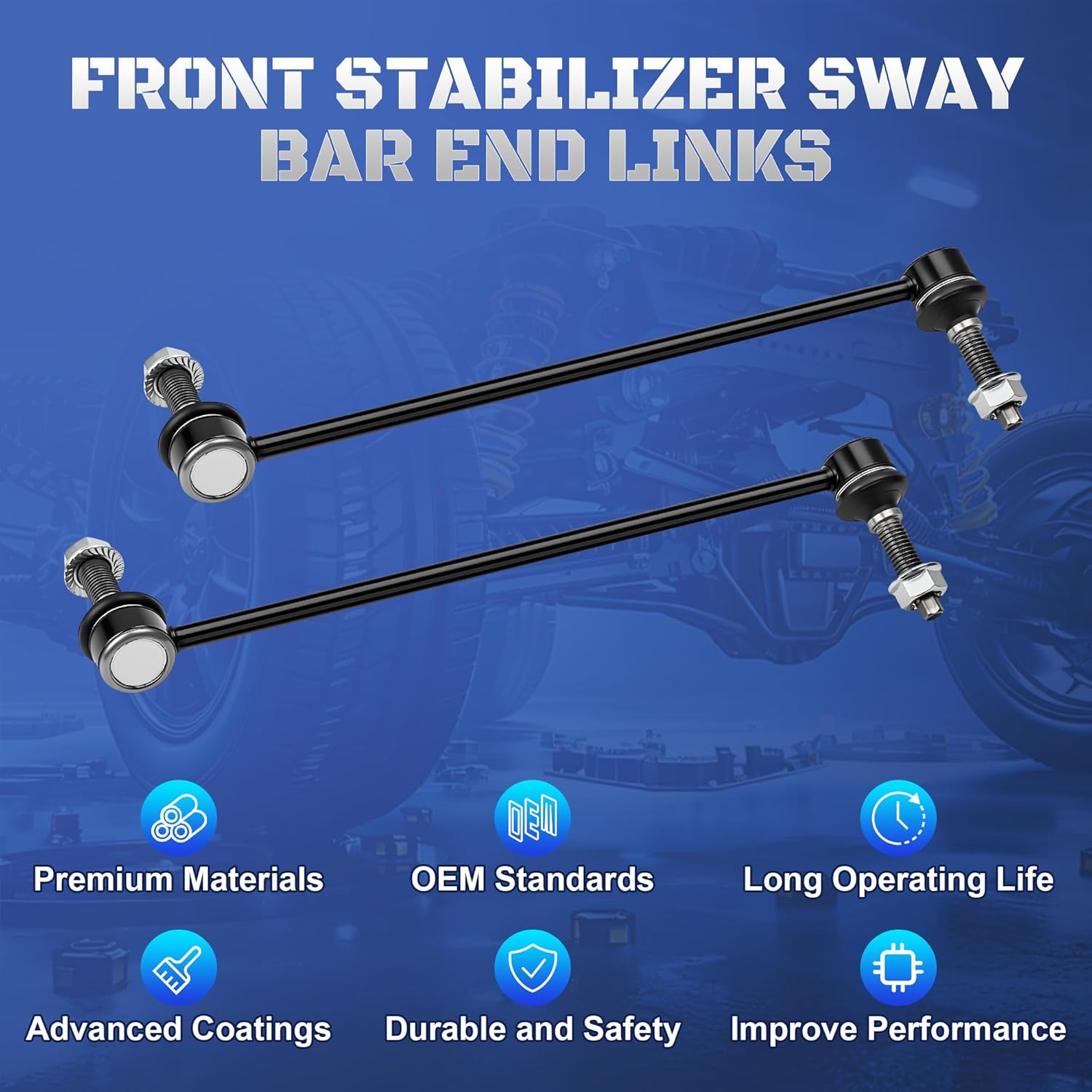 Set of 2 Front Stabilizer Sway Bar End Links Compatible with Ford Explorer Police Interceptor Utility 2011 2012 2013 2014 2015 2016 2017 2018 2019 Replaces K750617, K750616, BB5Z5K483A