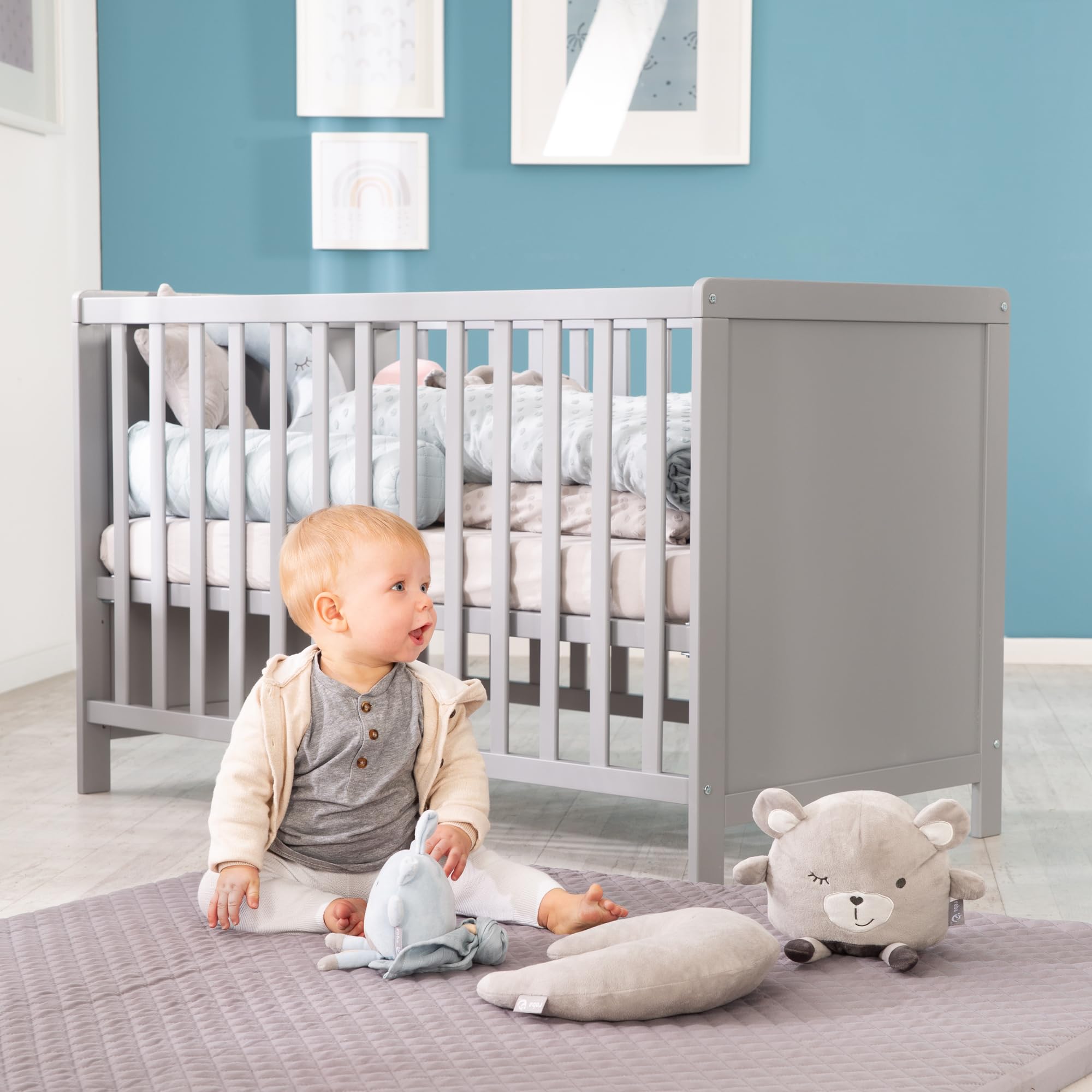 roba Spannbettlaken Lil Planet 60 x 120 – 70 x 140 - Baby Bettlaken für Kindermatratzen - Bio Baumwolle - GOTS und Oeko-Tex Standard 100 - Grau (Packung mit 2)