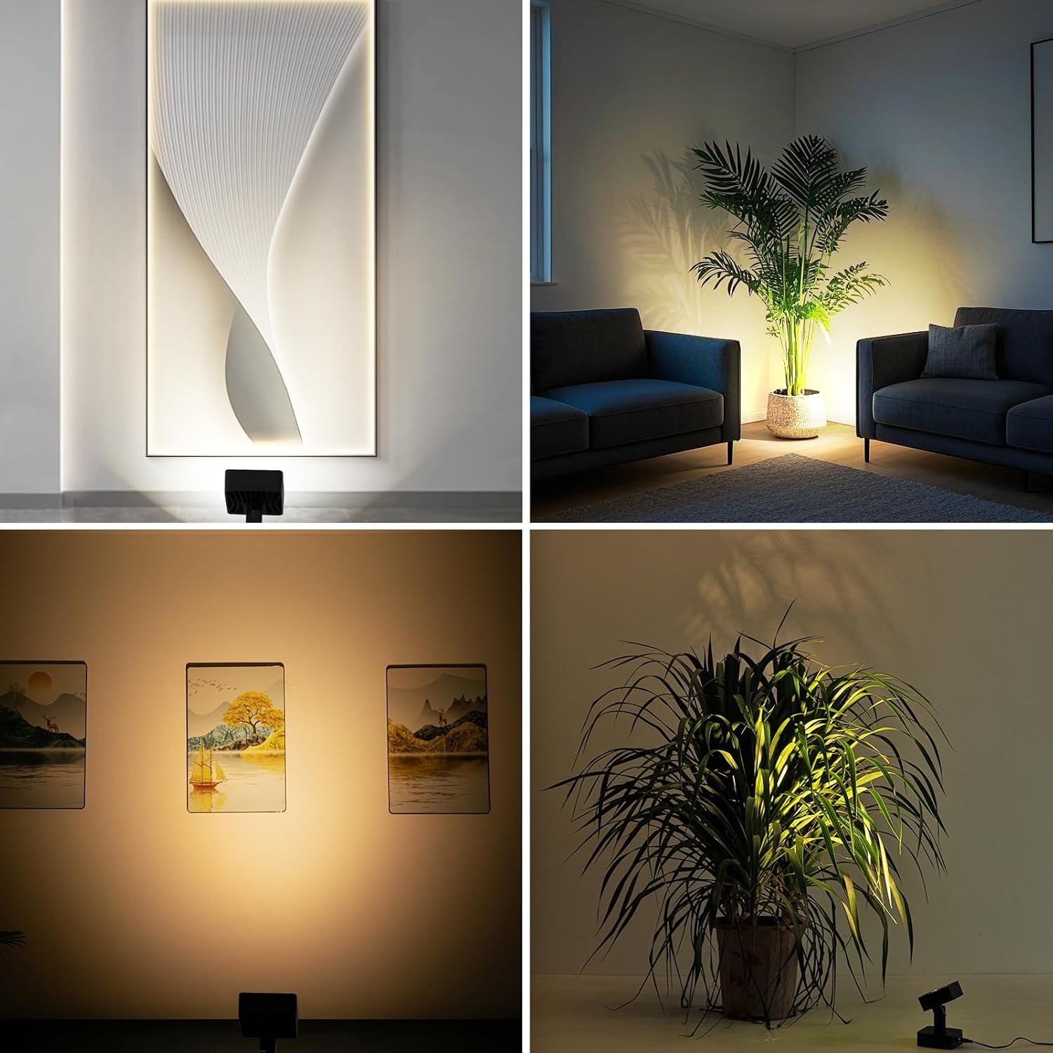 12V Indoor Plant Spotlight with Remote dimming Function, 12W Spotlight Suitable for Dark Corners, Sofas, Indoor Plants, Walls, Artworks (Black, 1 Pack)