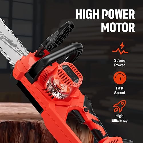 Miniatura 3 de Motosierra eléctrica de 12 pulgadas, inalámbrica, con batería de 20 V, motosierra de batería con batería de iones de litio de 4.0 Ah y cargador