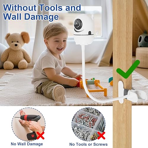 Miniatura 6 de Soporte flexible para monitor de bebé compatible con HelloBaby HB6550HB65HB66HB248, ANMEATE SM935E Soporte para cámara de bebé Soporte de monitor de