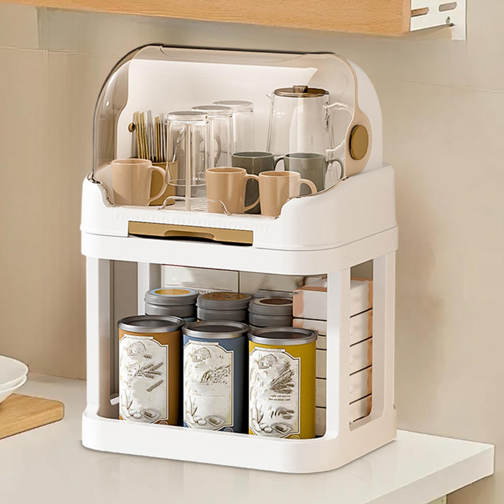 Contenedor para secar botellas con escurridor, estante para secar botellas a prueba de polvo para niños pequeños - Caja escurridora para contenedores de botellas con tapa,Contenedor de caja de cubiert