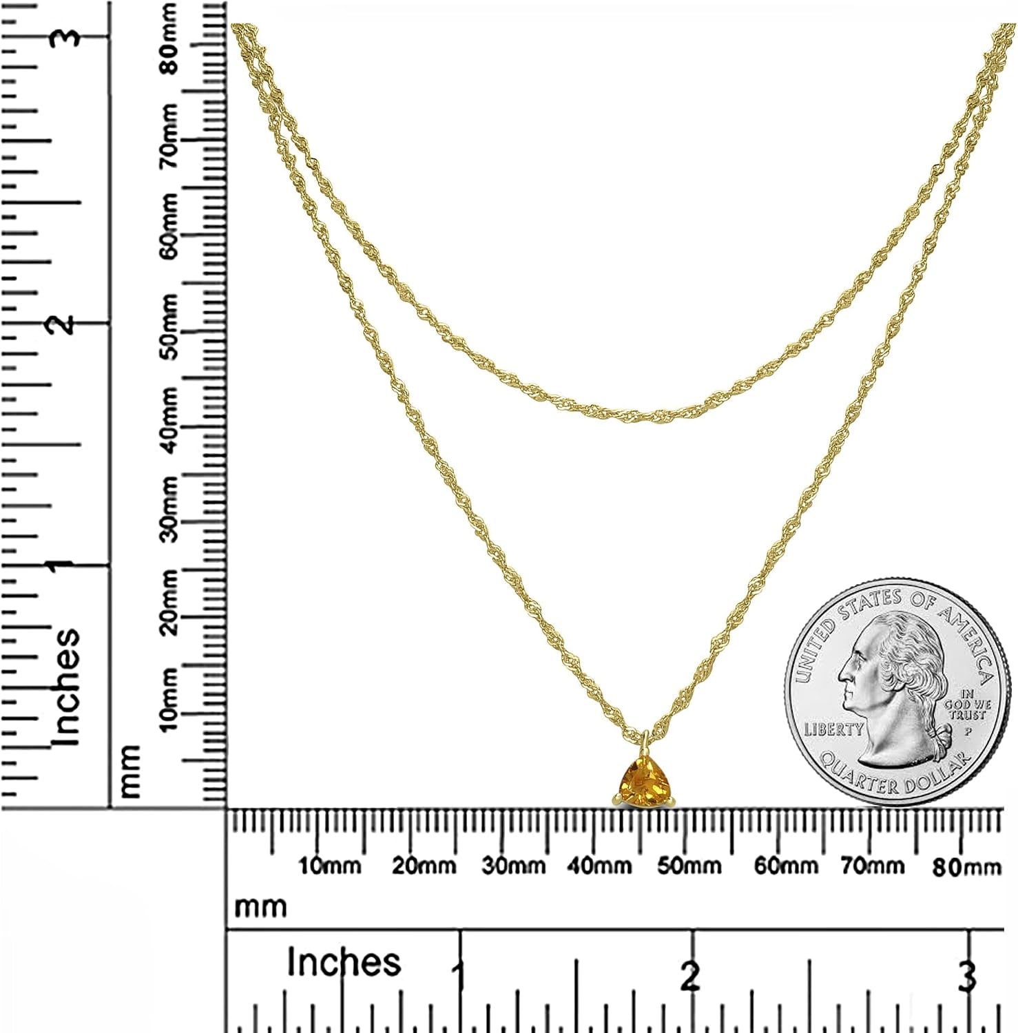Women 925 Sterling Silver Genuine Double Strand Citrine Gemstone Pendant Necklace and Birthstone Jewelry Gift For Her Birthday | Wedding | Anniversary
