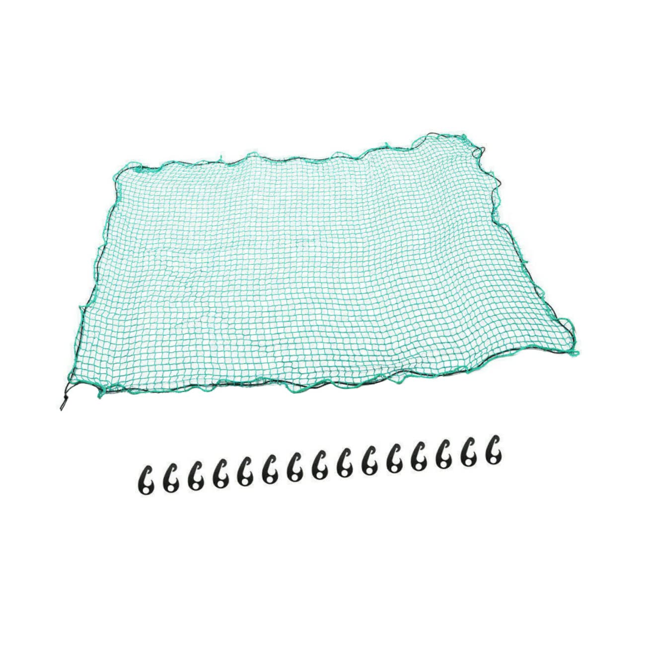 Rete di Carico per Pick-up in Nylon Verde con 15 Ganci e Corda Elastica, Rete per Rimorchio Resistente per Camping e Traslochi, Protezione Anti-Caduta per Bagagli