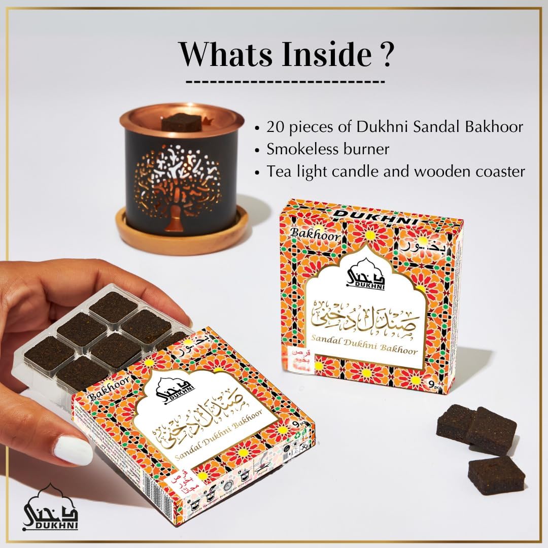 Dukhni Sandal Bakhoor Burner Set | Arabic Incense Gift Set | Islamic Gifts