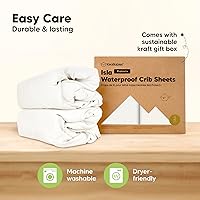 Vista 120 de 2-Pack Waterproof Baby Crib Sheets for Boys, Girls - 52x28 Viscose Derived from Bamboo Toddler Bed Sheet Neutral, Fitted Crib Mattress Protector