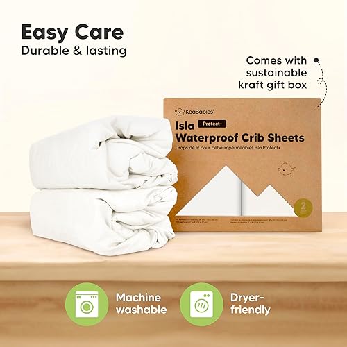 Miniatura 120 de 2-Pack Waterproof Baby Crib Sheets for Boys, Girls - 52x28 Viscose Derived from Bamboo Toddler Bed Sheet Neutral, Fitted Crib Mattress Protector