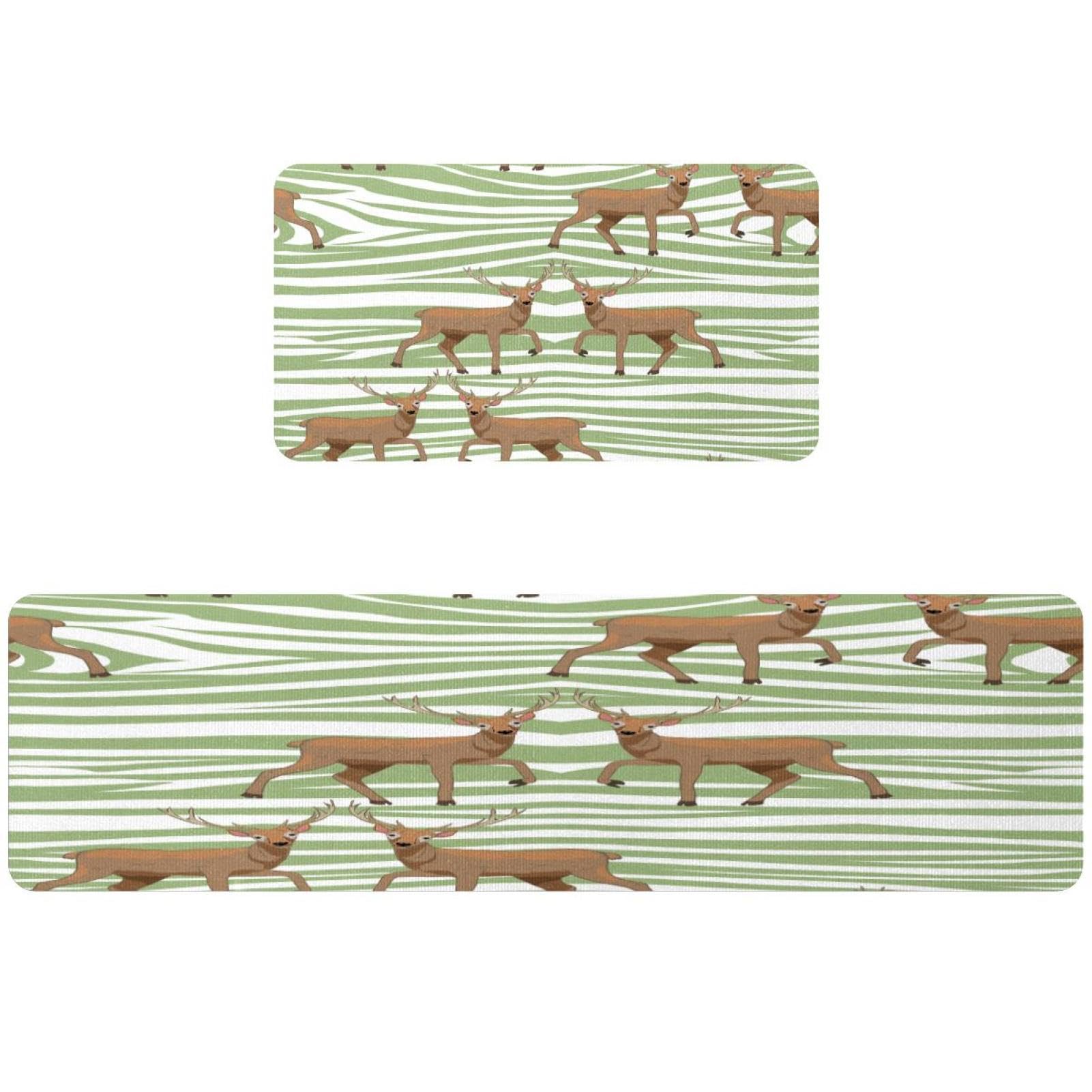 2 alfombrillas de cocina de ciervo VAPOKF lavables para el pasillo