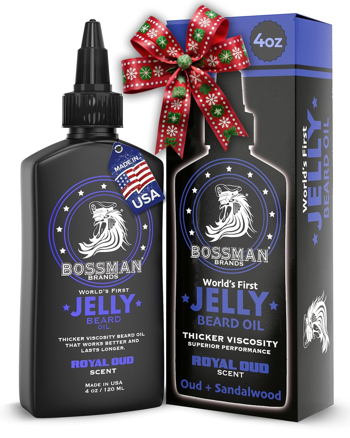 Bossman Jelly Beard Oil for Men (4 oz, Royal Oud Scent) – Softens, Moisturizes & Conditions with Natural Ingredients