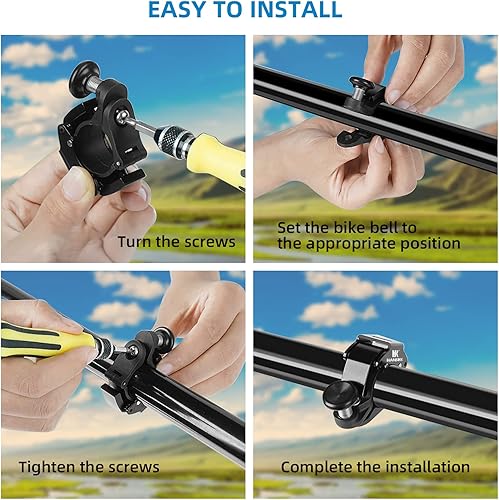 Miniatura 8 de Campana de bicicleta negra, innovadora campana de aluminio para manillar de bicicleta de 100 dB, sonido nítido y fuerte, bocina de bicicleta de