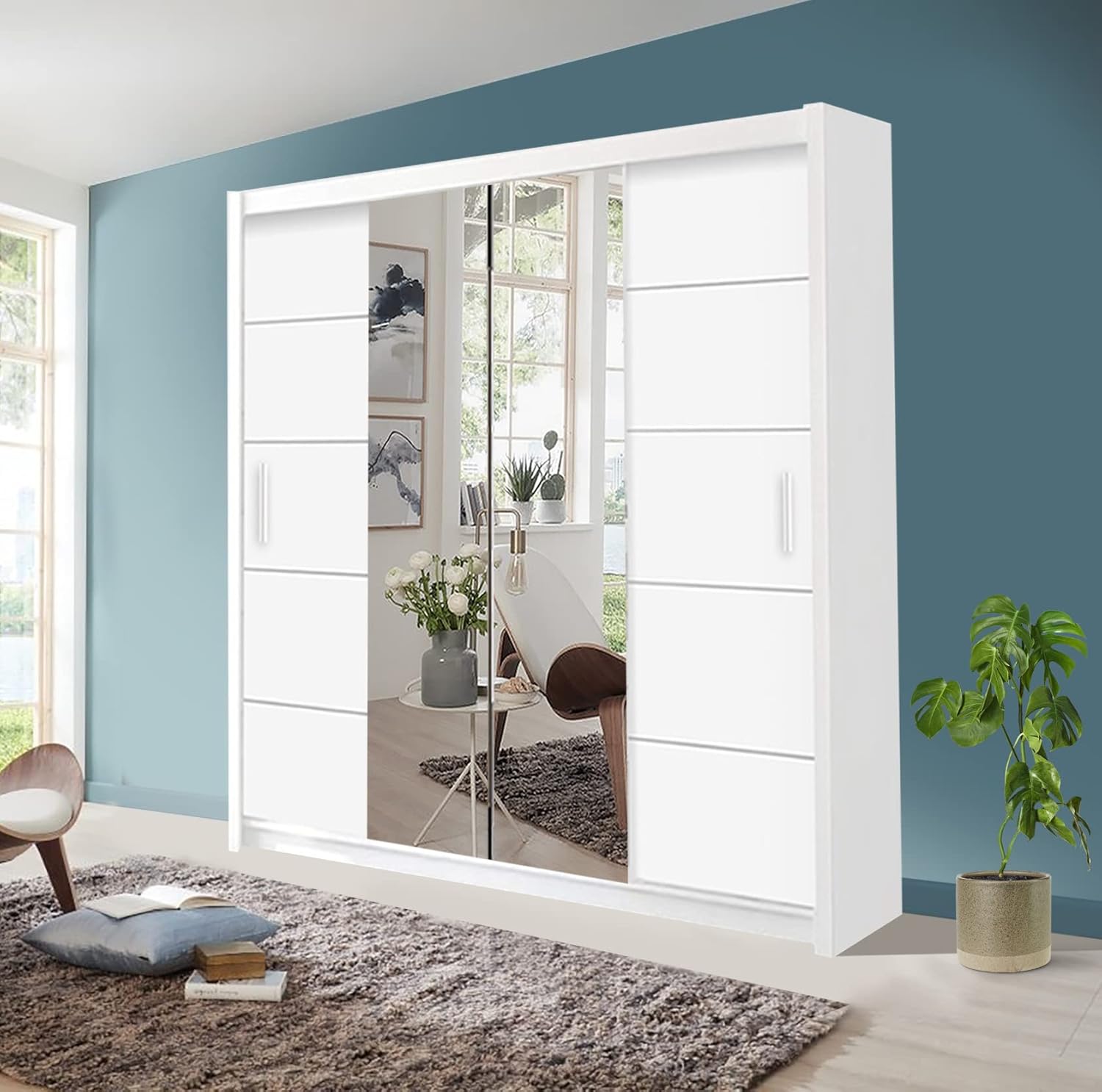FHIOslo Modern Double Mirror sliding door wardrobe Width 100cm/120cm