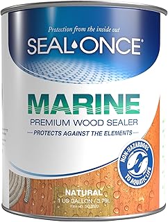 Seal-Once Marine Premium Wood Sealer - Waterproof Sealant - Wood Stain and Sealer in One - 1 Gallon Natural