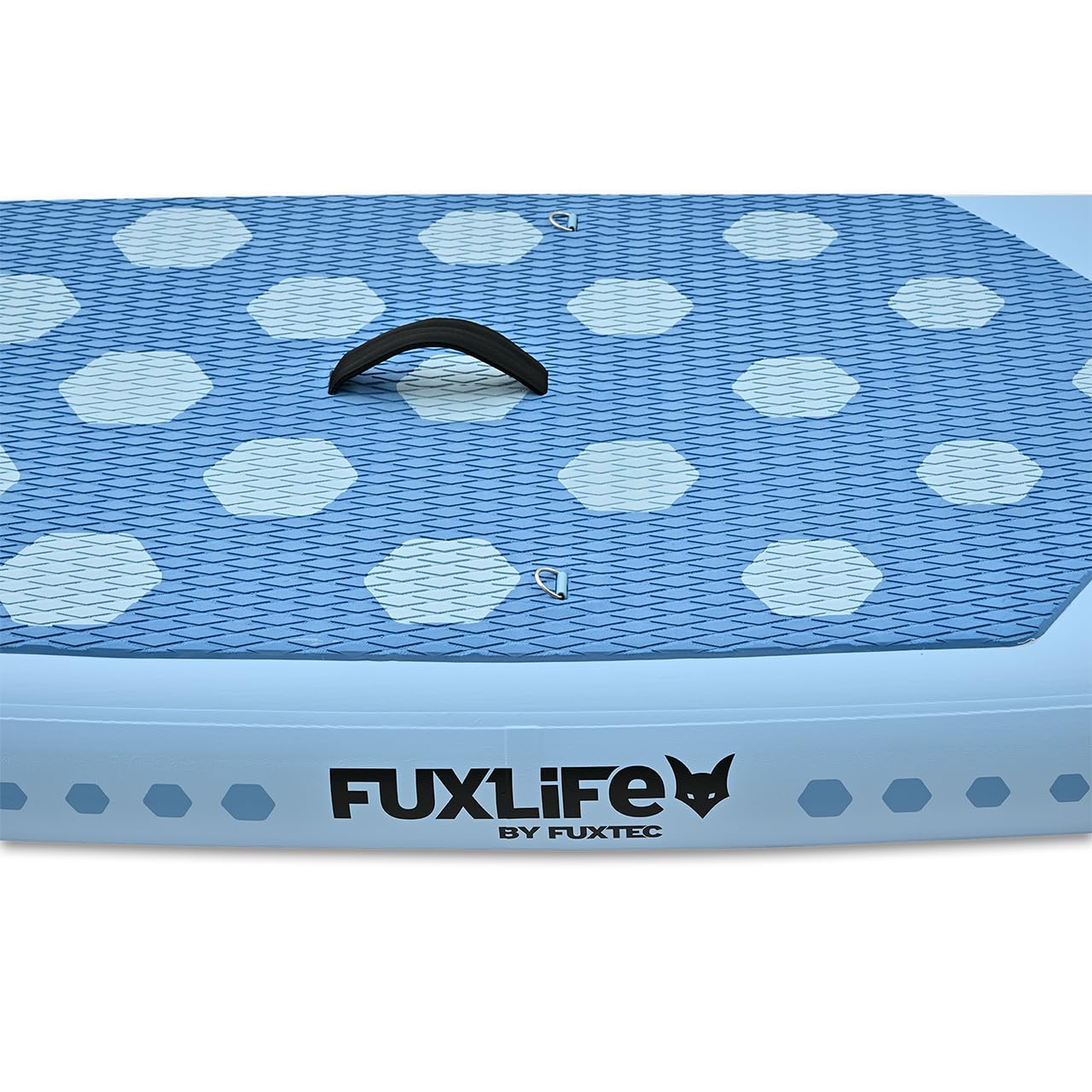 FUXLIFE Deska SUP FX-SUP320D1 niebieska nadmuchiwana - wioslo stojace dla doroslych - 320 x 81 x 15 cm - obciazenie do 150 kg - z pompka, torba, wioslem i 3 pletwami w zestawie