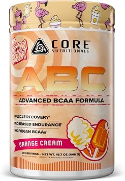 Core Nutritionals ABC Advanced BCAA Supplement | Amino Acid Recovery Blend | with Glutamine, Beta Alanine, Citrulline Malate | 20 Servings (Fun Sweets Orange Cream)