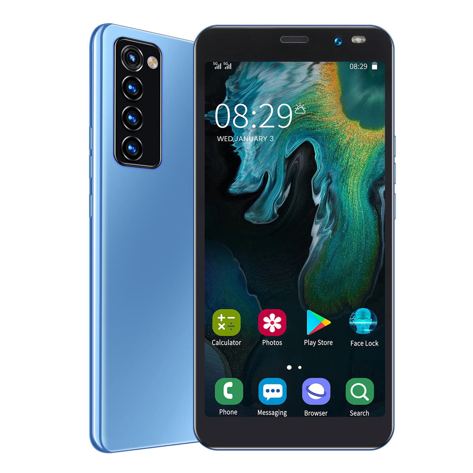 Smartfon Rino4 Pro, 5,45 Cala Z Odblokowaniem Twarzą, Podwójne Karty, Podwójny Tryb Gotowości MTK6572, Dwurdzeniowy Procesor, Rozdzielczość 460 X 960, Smartfon 512 MB I 4 GB(Niebieski)