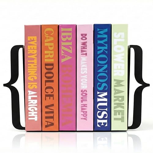 Decorative Bookends for Shelves - Modern Bracket Shaped Metal Book